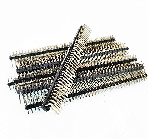 10pcs 2.54mm 0.1inch Male Pin Header 90D Right Angle 2X40P Through Hole Rohs 0.8U Gold-Plated Stackable Breakaway Electronic Male Header Connector (Double Row 2X40P 90D R2 Type)