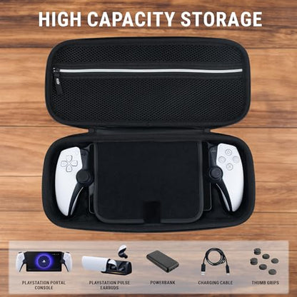 Orzly Carry Case designed for Playstation Portal remote player for PS5 Console holds accessories, Travel and Storage Protection for headset charger and more PINK/GREY - Gift box edition