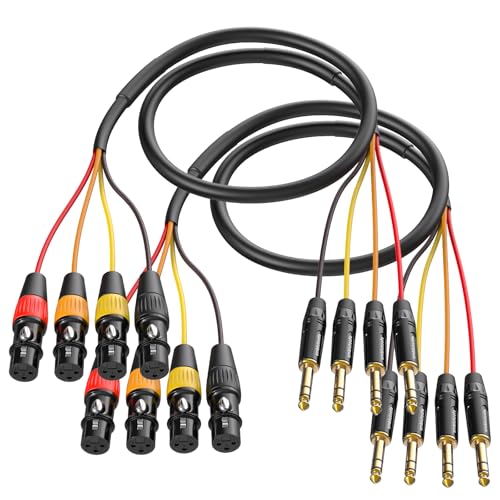 4 Channel XLR Female to 1/4 Snake Cables, TRS to XLR 6ft 2Pack - size: 4-channel 6ft 2Pack