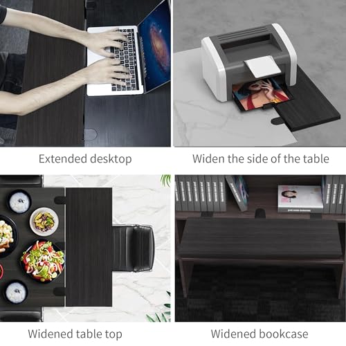 Desk Extender 24‘’ x 12 Inch Foldable Table Extension Folding Wall Table Keyboard Extender for Desk Clamp-on Shelf for Dorm Bunk, Office, Kitchen Bar, RV Countertop, Laundry Room (Black) - color: Black