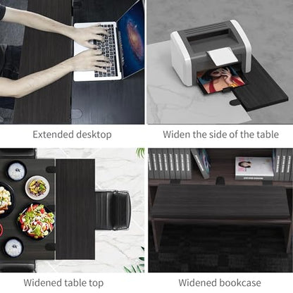 Desk Extender 24‘’ x 12 Inch Foldable Table Extension Folding Wall Table Keyboard Extender for Desk Clamp-on Shelf for Dorm Bunk, Office, Kitchen Bar, RV Countertop, Laundry Room (Black) - color: Black