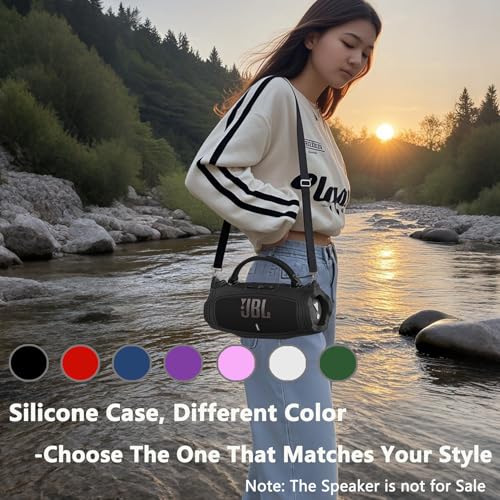 Silicone Cover Case for JBL Charge 6 Portable Bluetooth Speaker - color: Black
