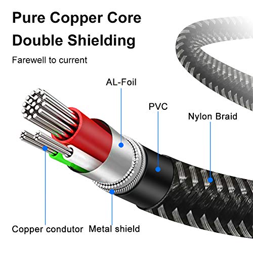 3.5mm Audio Cable 20 ft, 3.5mm Nylon Braided Male to Male Stereo Aux Audio Cord Audio Auxiliary Input Adapter for Headphones, Car, Home Stereos, Speaker (20FT/6m) - size: 20 ft (6 m)