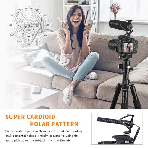 COMICA CVM-V30 LITE Video Microphone,Super-Cardioid Condenser On-Camera Shotgun Microphone for Canon Nikon Sony Panasonic DSLR Cameras,Mic for iPhone Android Smartphone with 3.5mm Jack(Black) - color: Black