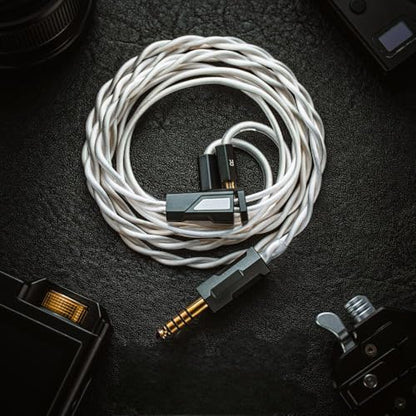 Angelears x Yongse Whitesnake Edition IEM Cable, Sterling Silver+Silver Plated Single Crystal Copper Coaxial Structure in Ear Monitor Earphone Cable (MMCX 4.4mm)