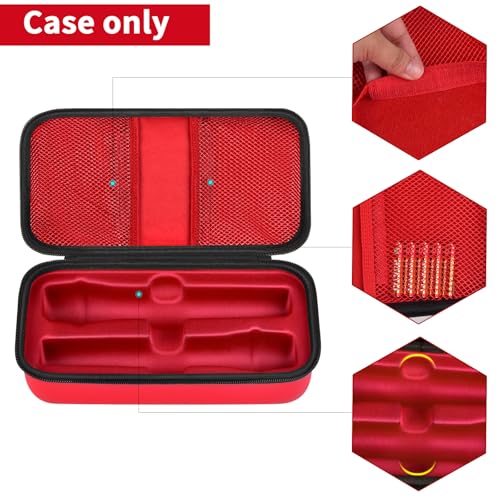 Wireless Microphone Case Compatible with JBL Wireless Two Microphone System, Handheld Dual Mic Travel Bag for Singing or Karaoke for Receivers, Adapters, AA Batteries - color: Red