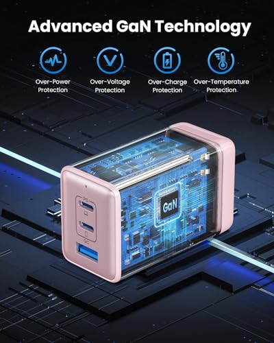 150W USB C Charger Block,GaN III Compact Foldable Wall Charger 3 Port Fast Charging Station,PD QC PPS Portable USB C Hub 100W Laptop Adapter for MacBook Pro/Air,iPad,iPhone 17/Pro,Galaxy S24,Dell etc - color: Pink