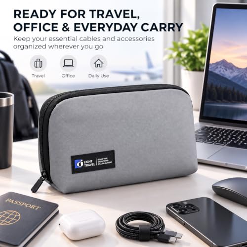 Electronics Organizer Tech Pouch for Cables and Chargers, Gray - color: Grey