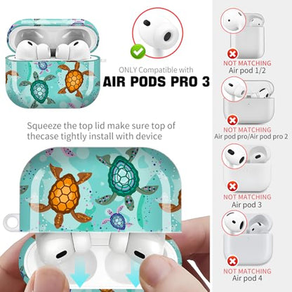 for AirPods Pro 3 Case (2025), Cute Cover Compatible with AirPod Pro 3rd Generation Shell with Rose Gold Keychain Earbuds Case for Women（Cute Turtle） - color: cute turtle