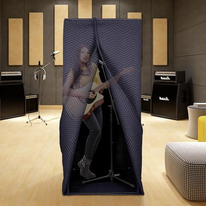 6.28 FT Portable Vocal Booth, Foldable Sound Isolation Recording Booth | Black Home Studio Booth with Carry Bag for Voiceovers, Podcasts, Music, Singing and Gaming