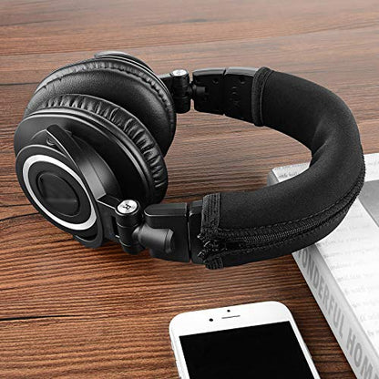 Geekria Flex Fabric Headband Pad Compatible with ATH M50x, M50xBT, M50xBT2, M50x ENSO, M50xPB, M50xWH, M50xBB, M50XSTS-USBMIKU Headphones, Replacement Band Repair Part (Black) - color: Black