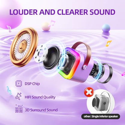 Kinglucky Mini Karaoke Machine for Kids, Top Birthday Gift Pick for Girls Ages 3-12 Years Old, Kids' Personal Video Players Accessories with 2 Mics Singing Present Toy Purple - color: Purple