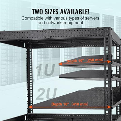 VEVOR 2PCS 1U Server Rack Shelf, Universal Vented Rack Mount Cantilever Tray for 19 inch Network Equipment Rack & Cabinet, 10" Deep Rack Mount Shelf, Weight Capacity 50 lbs Wall Mount Rack Shelf - size: 1U-2PCS
