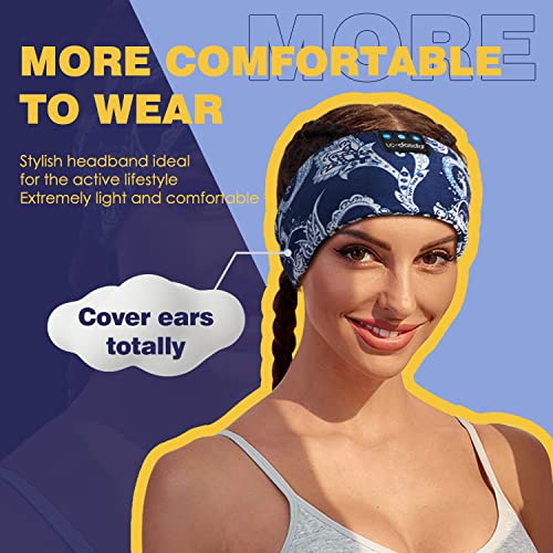 LC-dolida Sleep Headphones Bluetooth Headband Sleeping Wireless Headband Headphones with Thin HD Stereo Speakers Perfect for Side Sleepers, Sport, Yoga, Travel - color: Boho Blue