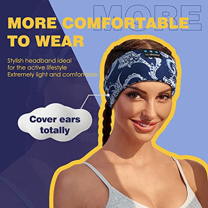 LC-dolida Sleep Headphones Bluetooth Headband Sleeping Wireless Headband Headphones with Thin HD Stereo Speakers Perfect for Side Sleepers, Sport, Yoga, Travel - color: Boho Blue
