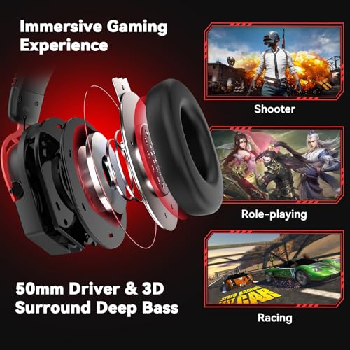 IMYB A88 Gaming Headset with Mic for Ps5, Pc, Xbox One Series X/s, Ps4, Switch, Stereo Wired Noise Cancelling Headphones with Microphone for Computer, Laptop, Mac, Nintendo, Games (Red) - color: BlackRed