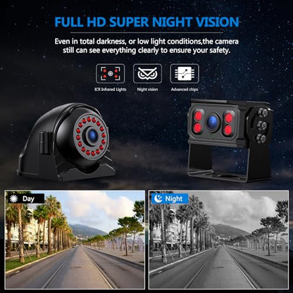 4K RV Backup Camera System, 10.1" Quad Split Touchscreen Monitor | 1080P 2 Rear & 2 Side View Cameras, DVR Recording Bluetooth Music USB Video IP69 Waterproof Night Vision for Trailer RV Truck - size: 10.1 inch