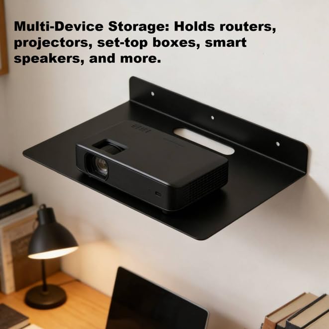 Floating AV Shelf, Space Aluminum Wall Mounted Rack, Projector Small Rack with Expansion Tube