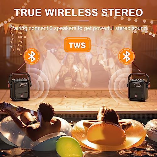 JYX Karaoke Machine with 2 Wireless Microphones, Portable Bluetooth Speaker PA System with Shoulder Strap, Subwoofer Support TWS, USB, Radio, AUX, REC, Bass&Treble for Home Party/Meeting/Adults/Kids - color: Black