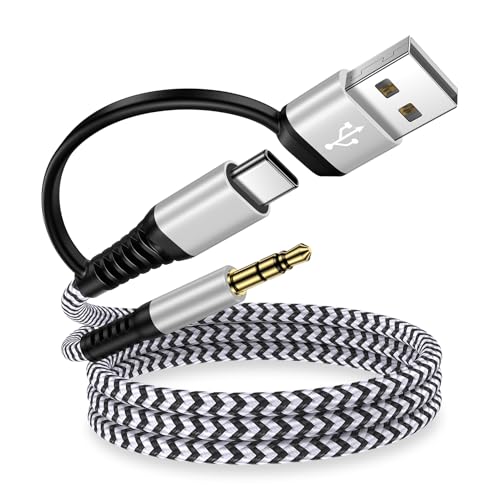 USB A to 3.5mm Audio Aux Cable for Headphones Speaker PC Laptop Windows PS5 PS4 Desktops,3FT USB C to 3.5mm Aux Adapter TRS Stereo Braided Audio Cord for iPhone 17 Pro Max/17/16/16 Pro/15 Plus