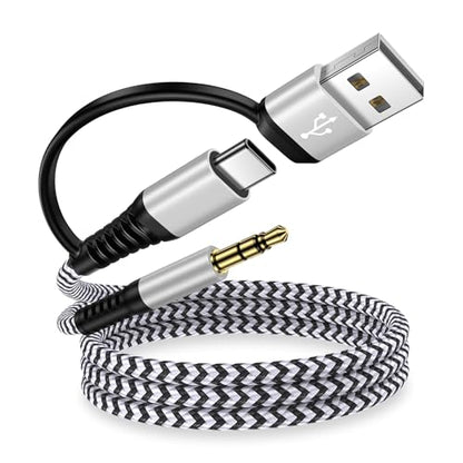 USB A to 3.5mm Audio Aux Cable for Headphones Speaker PC Laptop Windows PS5 PS4 Desktops,3FT USB C to 3.5mm Aux Adapter TRS Stereo Braided Audio Cord for iPhone 17 Pro Max/17/16/16 Pro/15 Plus