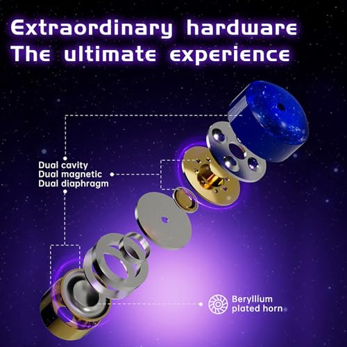 CCA ND Planet IEM Earphones: 12mm Dual Magnetic Drivers, HiFi Gaming Earbuds with Detachable 2-Pin Cable, Noise Isolating in-Ear Monitors for Musician Audiophile Singer DJ - color: Gold, style: With Mic