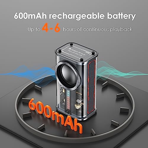 Portable Bluetooth Speaker with Lights, Transparent Wireless Mini Bluetooth Speaker with TWS, Perfect Small Speaker HD Sound and Bass for Office, Home, Shower, Room, Bike, Car (Black) - color: Black