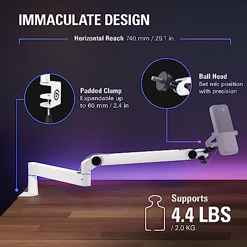 Elgato Wave Mic Arm LP White, Low Profile Boom Arm - style: Low Profile White