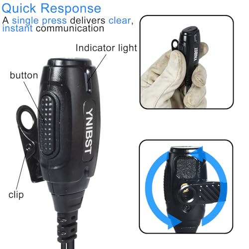 2Pin Acoustic Coil Tube Walkie Talkie Earpiece with PTT Mic (2-Pack)