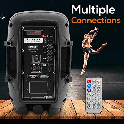 Pyle Portable 800W Karaoke PA System with Wireless Microphone, Bluetooth Streaming, Rechargeable Battery, USB/SD Recording & Powerful Sound – Compact Karaoke Speaker and PA Speaker for Home and Events - size: 8-inches Subwoofer