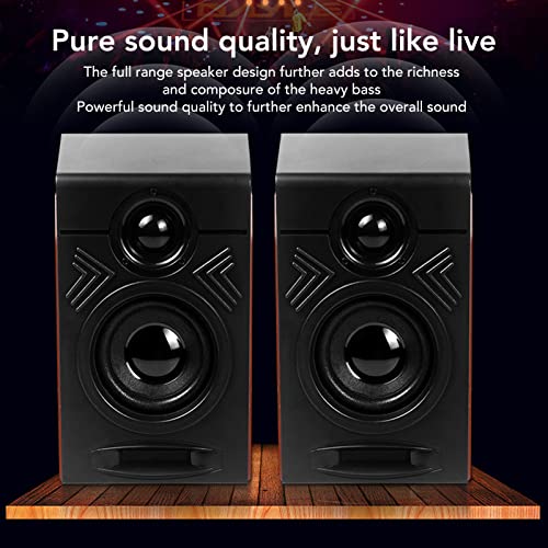 Wired Desktop Speaker, USB Powered 3.5mm Aux Multimedia Speakers, Low Distortion Knob to Adjust The Volume, Mini Sound Bar Speaker for PC Tablets Desktop Laptop, Wood Like Color