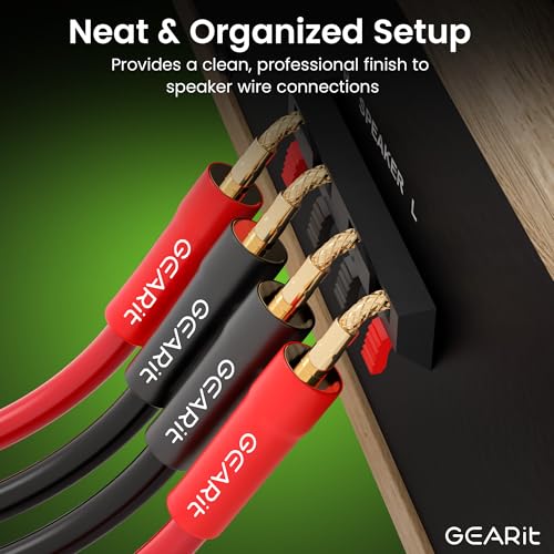 GEARit Flex Pin Banana Plugs for Speaker Wire, 6 Pairs, 24K Gold-Plated - color: Black and Red, size: PVC - Banana Plugs (Flex Pin - Spring Terminal)