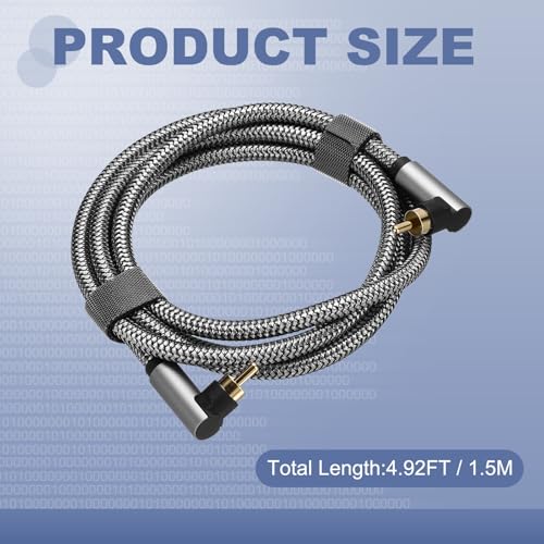MECCANIXITY Dual 90 Degree Subwoofer Cable, 5ft Right Angle RCA Cable 24K Gold-Plated Digital Coaxial Hi-Fi Cord for Home Subwoofer Audio Power Amplifier, Gray - size: 5ft