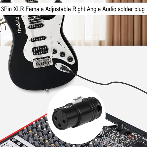 QIANRENON Compact XLR Microphone Connector Solder Socket 3Pin XLR Female Solder Audio Adapter Adjustable 90° Right Angle XLR Plug, for DIY Thin XLR Cable Connection, Included 0.9mm Spanner - style: Female