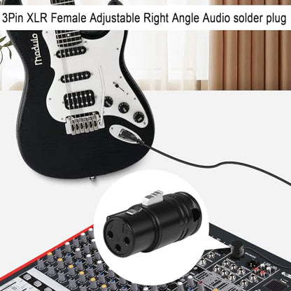 QIANRENON Compact XLR Microphone Connector Solder Socket 3Pin XLR Female Solder Audio Adapter Adjustable 90° Right Angle XLR Plug, for DIY Thin XLR Cable Connection, Included 0.9mm Spanner - style: Female