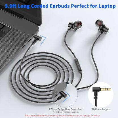 3.5mm Wired Earbuds with Mic for School Laptop PC Chromebook,Black - color: Black