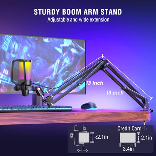 FIFINE Gaming Microphone & Headset Bundle: Computer Condenser RGB Mic with Arm Boom, PC Headset with 7.1 Surround Sound,Control Box, 3.5mm Jack for Streaming/Twitch/PS4/5 - A6T+H9