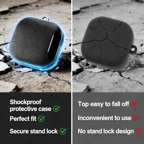 Kickstand Case Compatible with Samsung Galaxy Buds 4 /Buds 4 Pro Keychain | Lanyard Cleaning kit Soft TPU and Hard PC, Drop Shockproof Full Protection Cover for Women Men for Galaxy Buds 4 /Buds 4 Pro - color: White