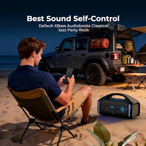 Tribit StormBox Blast Bluetooth Speaker, 90W Loud Sound, 30H Playtime | IPX7 Waterproof, 140W Peak, XBass, LED Light, Wireless, Portable, TWS Pairing, Custom EQ, BT5.3, Party, Outdoor, Camping