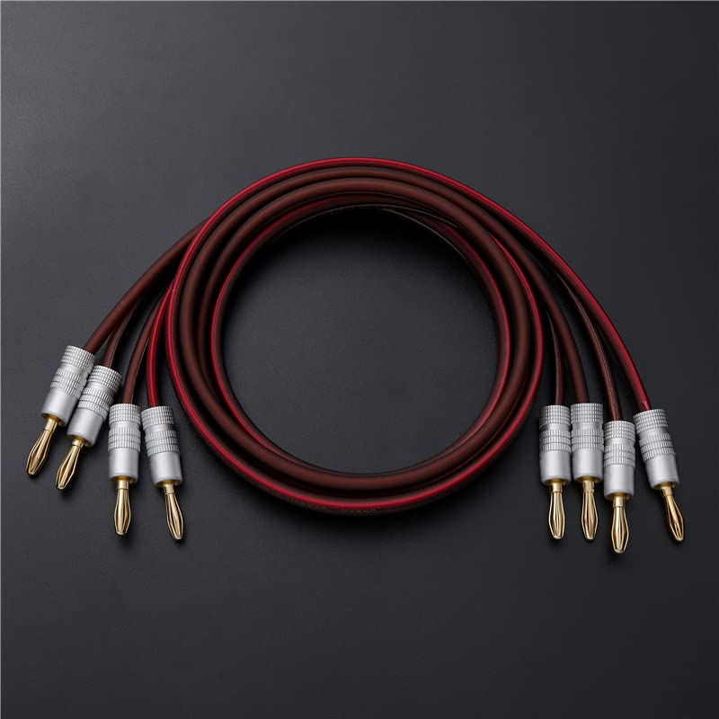 Audiophile Grade Speaker Cable with Gold Plated Banana Plugs,Oxygen-Free Copper (OFC) 13AWG, (3.3 Feet 1 M), Pair…… - size: 3.3 ft