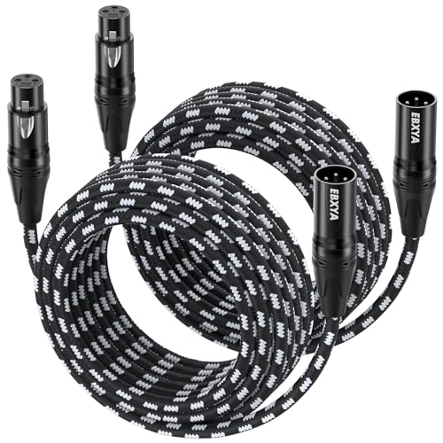 EBXYA XLR Cable 25ft 2 Pack - Braided 3 Pin Balanced Male to Female | XLR Microphone Cable, for Mic Mixer, Speaker, Recording Studio - size: 25 Feet, style: 2 Pack