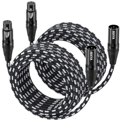 EBXYA XLR Cable 25ft 2 Pack - Braided 3 Pin Balanced Male to Female | XLR Microphone Cable, for Mic Mixer, Speaker, Recording Studio - size: 25 Feet, style: 2 Pack