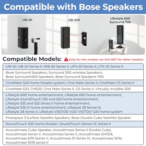 Pack of 1 Height Adjustable Stand for Bose Speaker Stands, with Slideconnect Bracket, for Surround 700, OmniJewel Lifestyle 650, CineMate GS Series II, for Bose 700 Speakers Stands