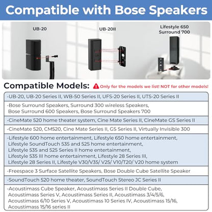 Pack of 1 Height Adjustable Stand for Bose Speaker Stands, with Slideconnect Bracket, for Surround 700, OmniJewel Lifestyle 650, CineMate GS Series II, for Bose 700 Speakers Stands