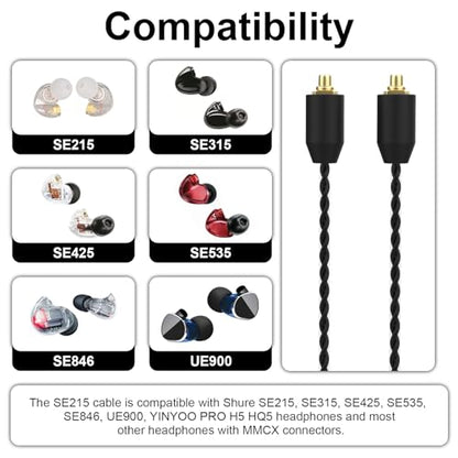 MMCX Cable Compatible with Shure SE215, SE315, SE425, SE535