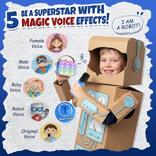 YLL Mini Karaoke Machine for Kids Adults, Portable Bluetooth Speaker with 2 Wireless Microphones, Birthday Gifts Toys for Girls Boys Ages 3, 4, 5, 6, 7, 8, 9,10,11,12+ Years Old Toddler (Royal-Blue) - color: Royal-Blue