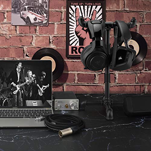 Geekria Metal Tube DIY Assemble Dual Headphone Stand, Gaming Headset Holder, Desk Display Hanger, Compatible with Bose, Sony, AKG, ATH, B&O, JBL, Sennheiser (Black)