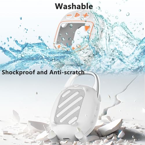 JCHPINE Silicone Cover Case for JBL Clip 5 Portable Bluetooth Speaker - color: White