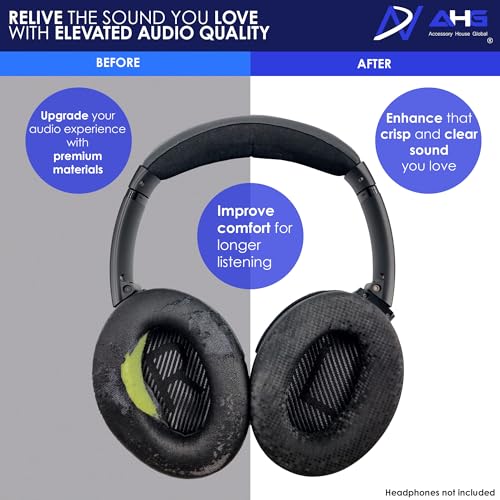 AHG QC35 Replacement Ear Pads Cushions Compatible with Bose QuietComfort 35 / qc35 ii Headphones (Mosaic). Premium Protein Leather | Thick High-Density Foam | Great Comfort - color: Mosaic