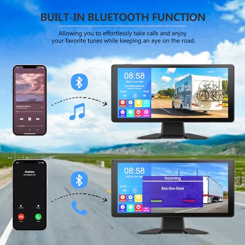 4K RV Backup Camera System, 10.36" Quad Split Touchscreen Monitor | 1080P 2 Rear & 2 Side View Cameras, DVR Recording Bluetooth Music USB Video IP69 Waterproof Night Vision for Trailer RV Truck - size: 10.36 inch